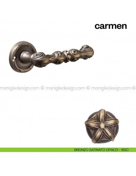 Maniglia per porta Carmen Poggi Mariani con rosetta tonda bronzo satinato opaco - BSO
