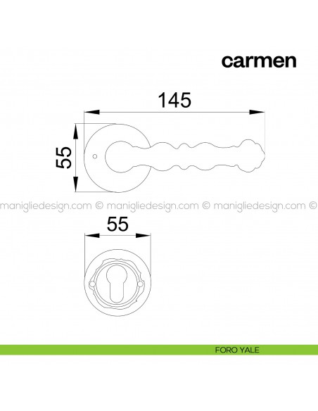 Maniglia per porta Carmen Poggi Mariani con rosetta tonda foro yale