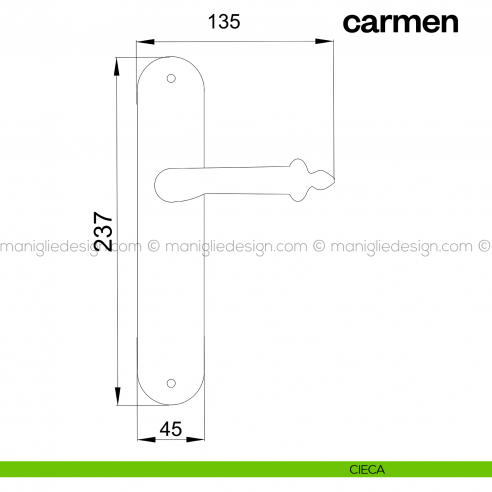 Maniglia per porta con placca Carmen Poggi Mariani cieca
