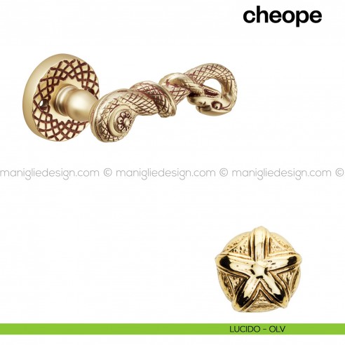 Maniglia per porta Cheope Poggi Mariani con rosetta tonda lucido - OLV