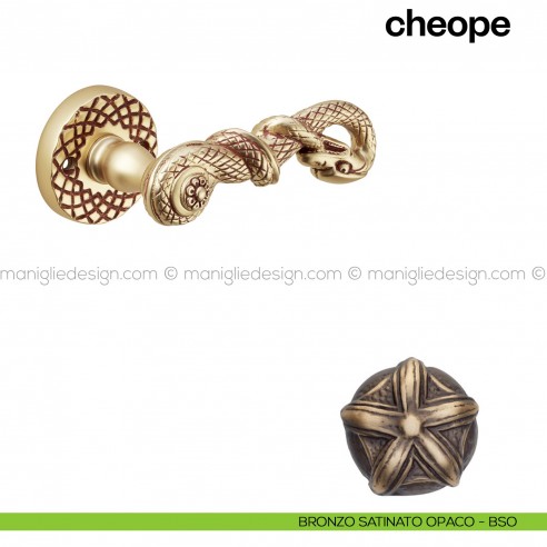 Maniglia per porta Cheope Poggi Mariani con rosetta tonda bronzo satinato opaco - BSO