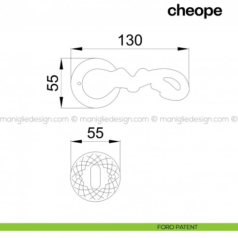 Maniglia per porta Cheope Poggi Mariani con rosetta tonda foro patent