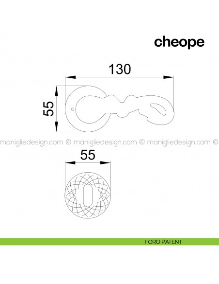 Maniglia per porta Cheope Poggi Mariani con rosetta tonda foro patent