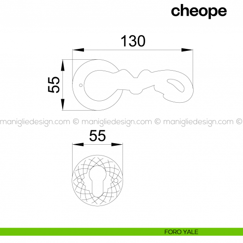 Maniglia per porta Cheope Poggi Mariani con rosetta tonda foro yale