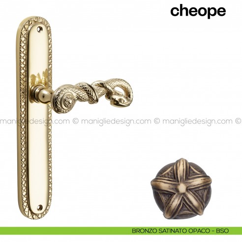 Maniglia per porta con placca Cheope Poggi Mariani bronzo satinato opaco - BSO cieca