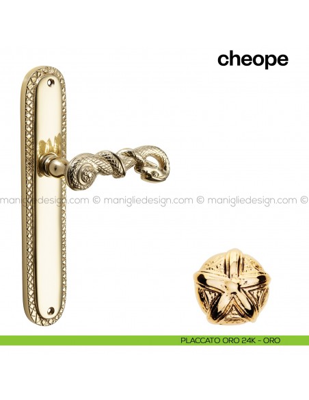 Maniglia per porta con placca Cheope Poggi Mariani placcato oro 24K - ORO cieca