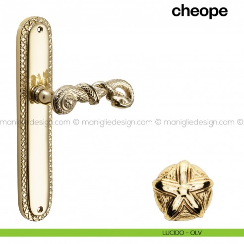 Maniglia per porta con placca Cheope Poggi Mariani lucido - OLV cieca