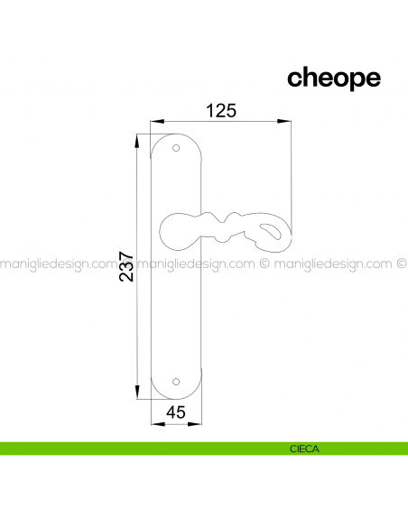 Maniglia per porta con placca Cheope Poggi Mariani cieca
