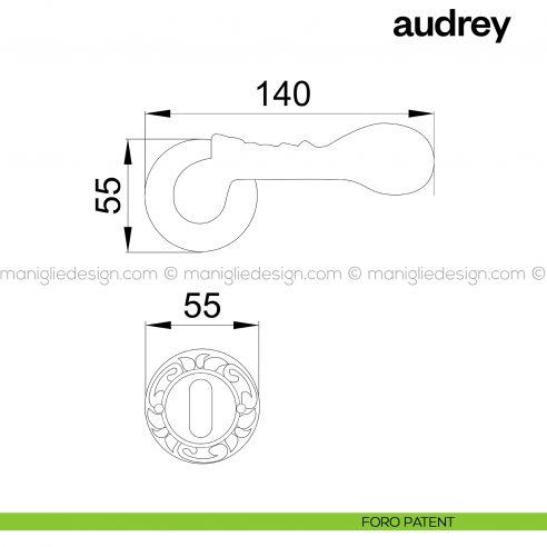 Maniglia per porta Audrey Poggi Mariani con rosetta tonda foro patent