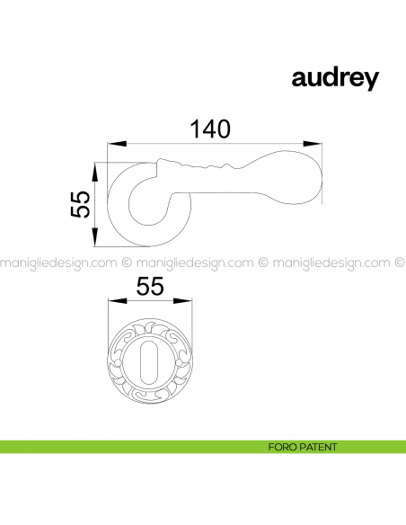 Maniglia per porta Audrey Poggi Mariani con rosetta tonda foro patent