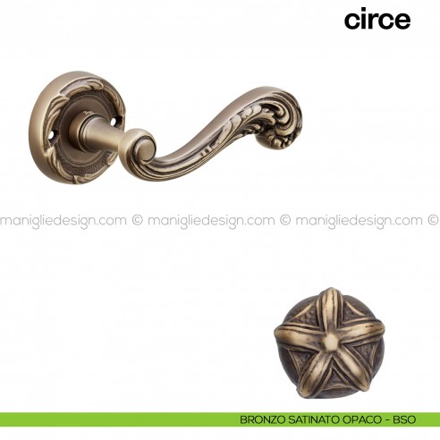Maniglia per porta Circe Poggi Mariani con rosetta tonda bronzo satinato opaco - BSO