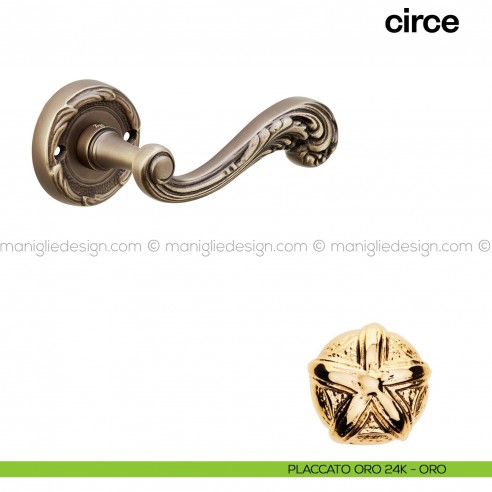 Maniglia per porta Circe Poggi Mariani con rosetta tonda placcato oro 24K - ORO
