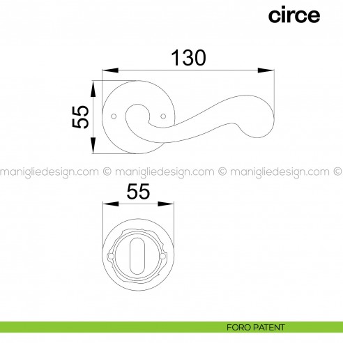 Maniglia per porta Circe Poggi Mariani con rosetta tonda foro patent