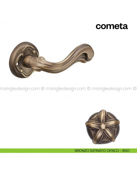 Maniglia per porta Cometa Poggi Mariani con rosetta tonda Bronzo satinato opaco - BSO