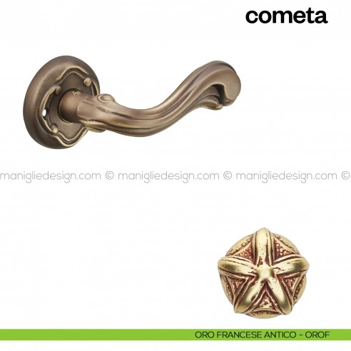 Maniglia per porta Cometa Poggi Mariani con rosetta tonda Oro francese antico - OROF