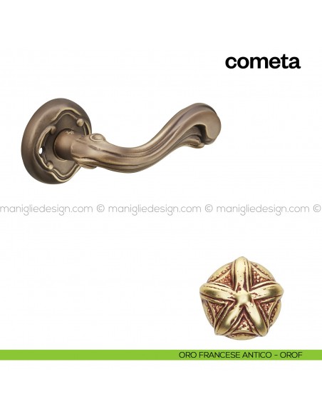Maniglia per porta Cometa Poggi Mariani con rosetta tonda Oro francese antico - OROF