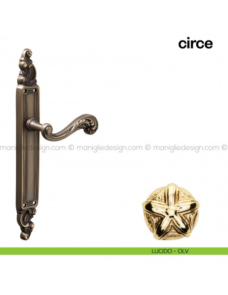 Maniglia per porta con placca Circe Poggi Mariani lucido - OLV cieca