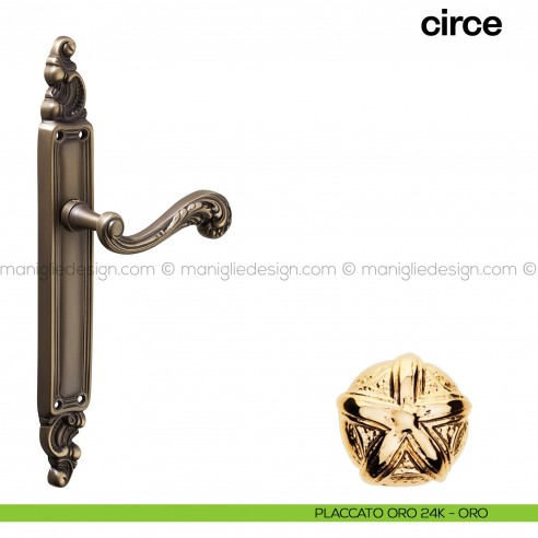 Maniglia per porta con placca Circe Poggi Mariani placcato oro 24K - ORO cieca