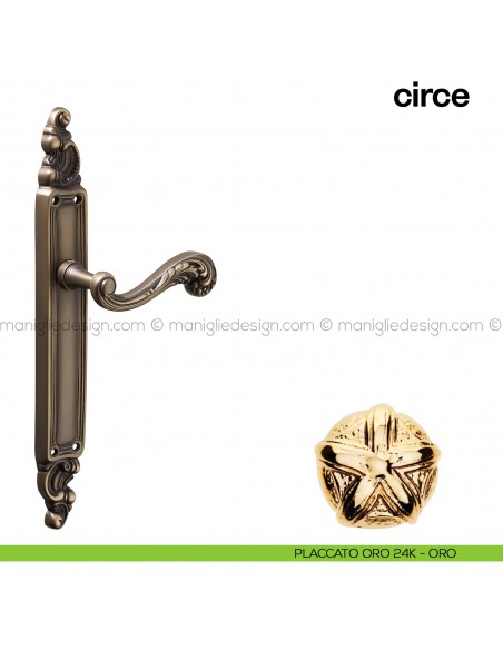Maniglia per porta con placca Circe Poggi Mariani placcato oro 24K - ORO cieca