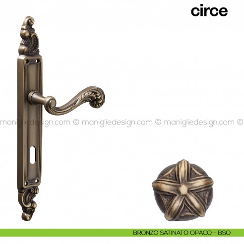 Maniglia per porta con placca Circe Poggi Mariani bronzo satinato opaco - BSO foro patent
