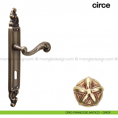 Maniglia per porta con placca Circe Poggi Mariani oro francese antico - OROF foro patent