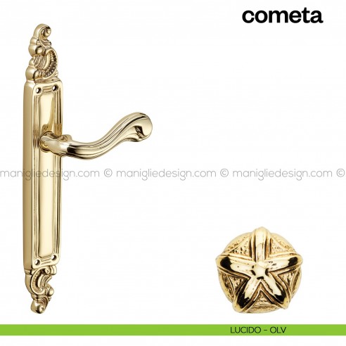 Maniglia per porta con placca Cometa Poggi Mariani Lucido - OLV