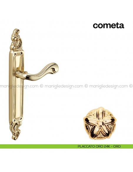 Maniglia per porta con placca Cometa Poggi Mariani Placcato oro 24K - ORO