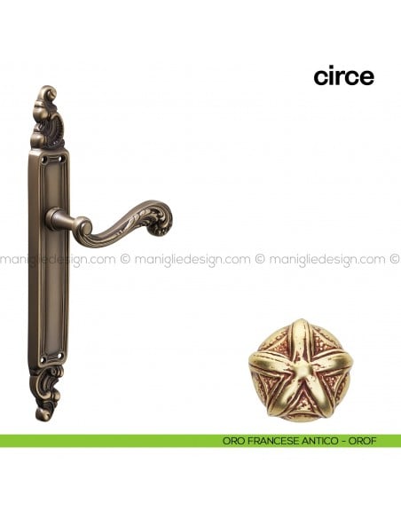 Maniglia per porta con placca Circe Poggi Mariani oro francese antico - OROF cieca