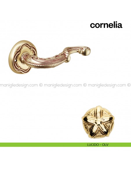 Maniglia per porta Cornelia Poggi Mariani con rosetta tonda lucido - OLV