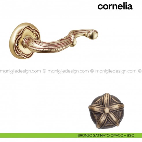 Maniglia per porta Cornelia Poggi Mariani con rosetta tonda bronzo satinato opaco - BSO