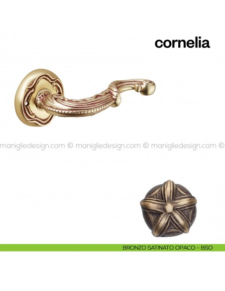 Maniglia per porta Cornelia Poggi Mariani con rosetta tonda bronzo satinato opaco - BSO