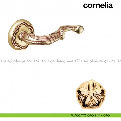 Maniglia per porta Cornelia Poggi Mariani con rosetta tonda placcato oro 24K - ORO