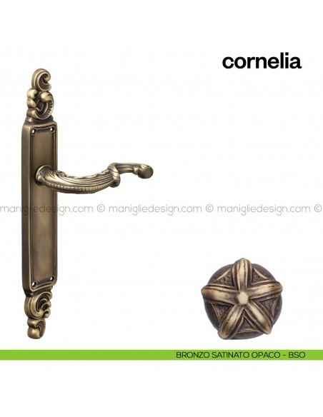 Maniglia per porta con placca Cornelia Poggi Mariani bronzo satinato opaco - BSO cieca