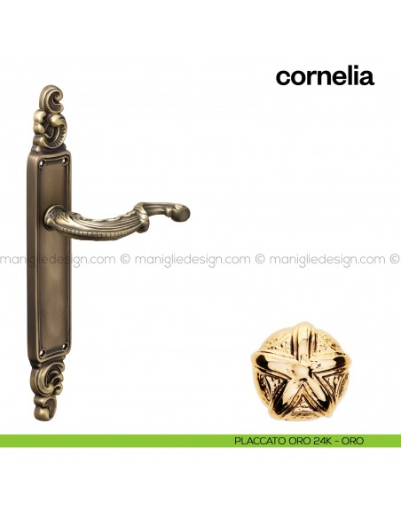 Maniglia per porta con placca Cornelia Poggi Mariani placcato oro 24K - ORO cieca