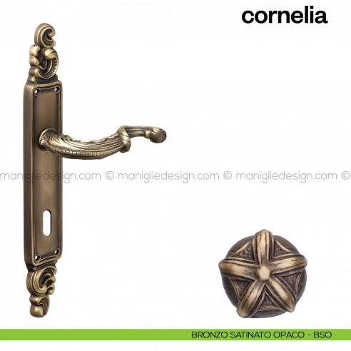 Maniglia per porta con placca Cornelia Poggi Mariani bronzo satinato opaco - BSO foro patent