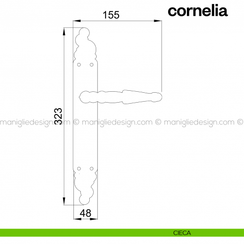 Maniglia per porta con placca Cornelia Poggi Mariani cieca