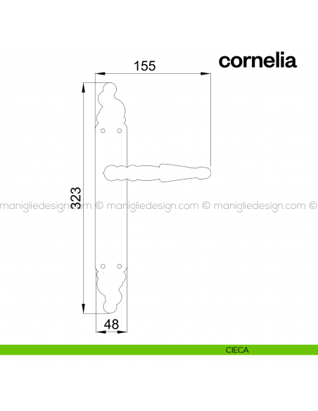Maniglia per porta con placca Cornelia Poggi Mariani cieca