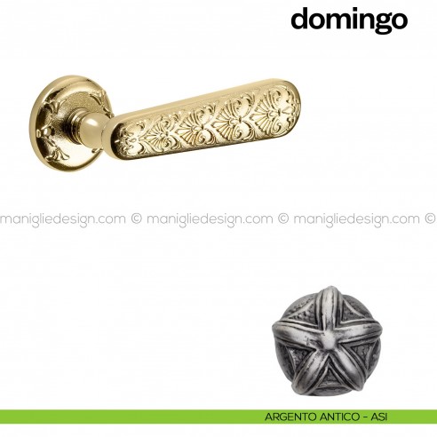 Maniglia per porta Domingo Poggi Mariani con rosetta tonda Argento antico - ASI