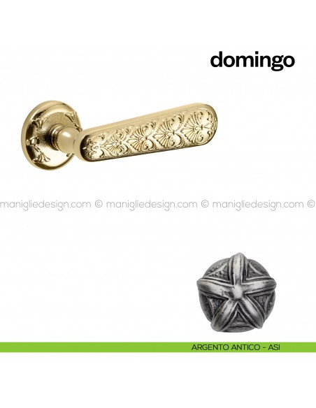 Maniglia per porta Domingo Poggi Mariani con rosetta tonda Argento antico - ASI