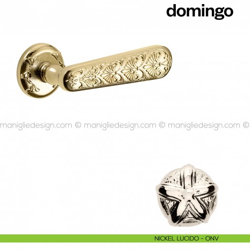 Maniglia per porta Domingo Poggi Mariani con rosetta tonda Nickel lucido - ONV