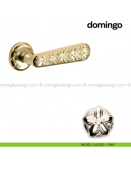 Maniglia per porta Domingo Poggi Mariani con rosetta tonda Nickel lucido - ONV