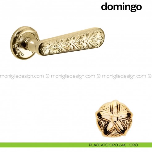 Maniglia per porta Domingo Poggi Mariani con rosetta tonda Placcato oro 24K - ORO