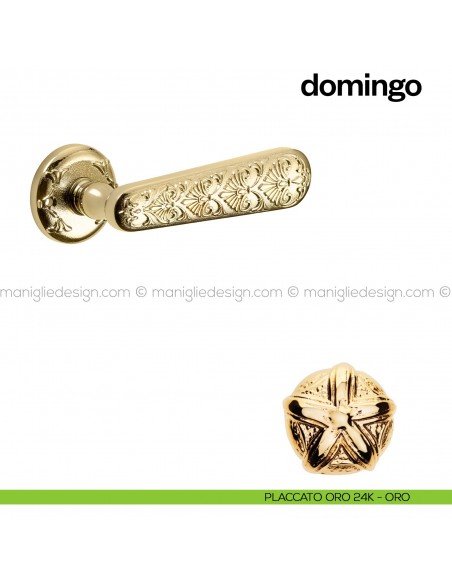Maniglia per porta Domingo Poggi Mariani con rosetta tonda Placcato oro 24K - ORO