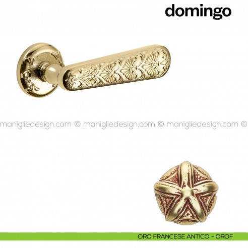 Maniglia per porta Domingo Poggi Mariani con rosetta tonda Oro francese antico - OROF