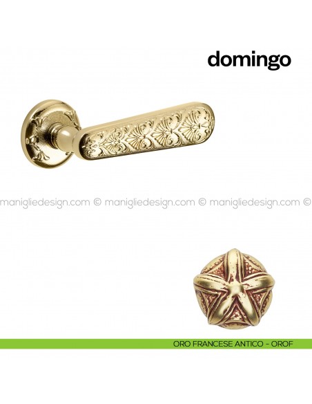 Maniglia per porta Domingo Poggi Mariani con rosetta tonda Oro francese antico - OROF