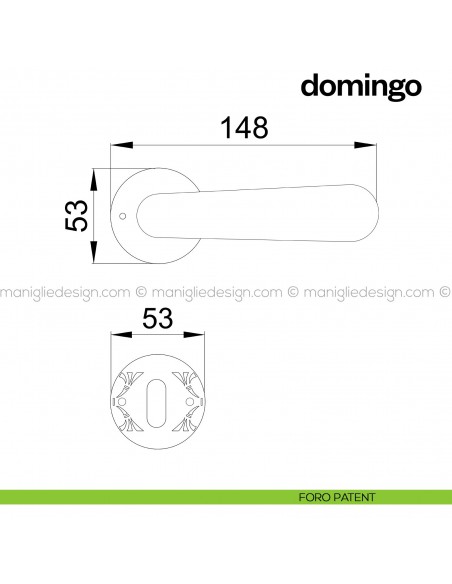 Maniglia per porta Domingo Poggi Mariani con rosetta tonda foro patent
