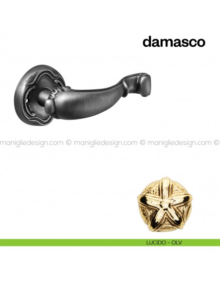 Maniglia per porta Damasco Poggi Mariani con rosetta tonda lucido - OLV