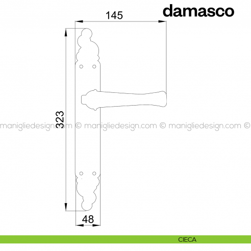 Maniglia per porta con placca Damasco Poggi Mariani cieca