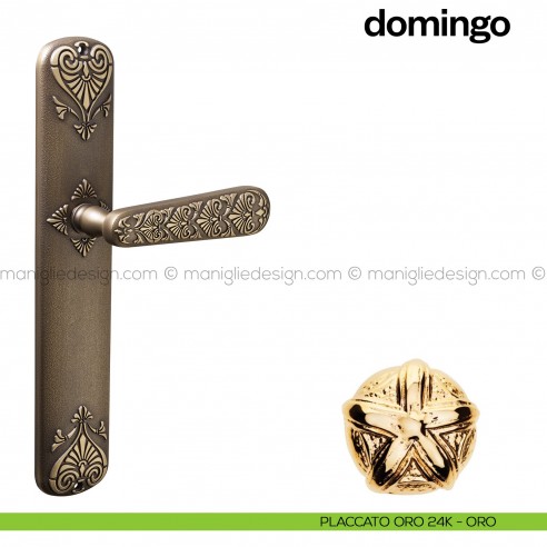 Maniglia per porta con placca Domingo Poggi Mariani Placcato oro 24K - ORO