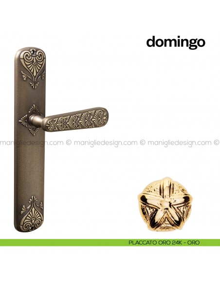 Maniglia per porta con placca Domingo Poggi Mariani Placcato oro 24K - ORO